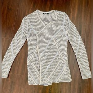 NIC + ZOE Light lavender & beige knit cardigan Size PP